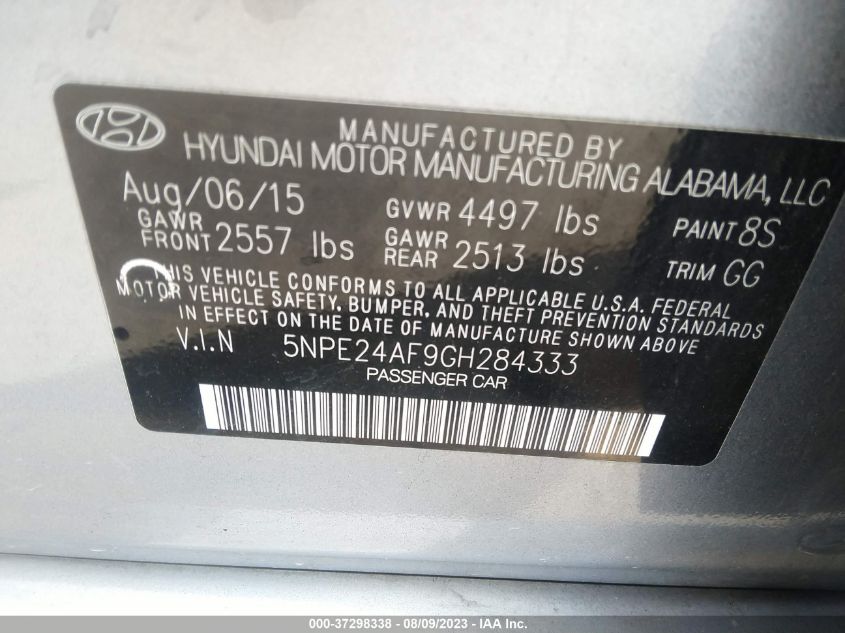 2016 HYUNDAI SONATA 2.4L - 5NPE24AF9GH184333