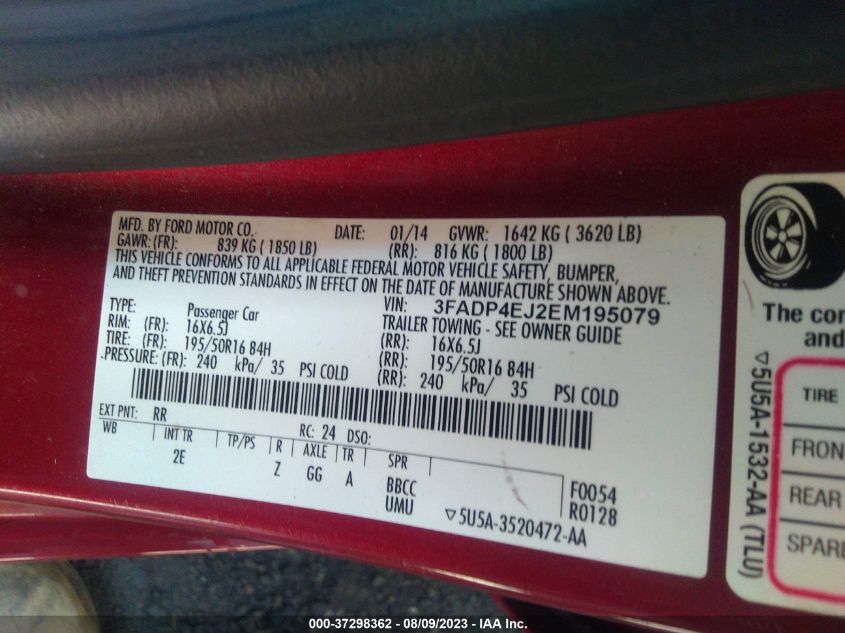 2014 FORD FIESTA SE - 3FADP4EJ2EM195079