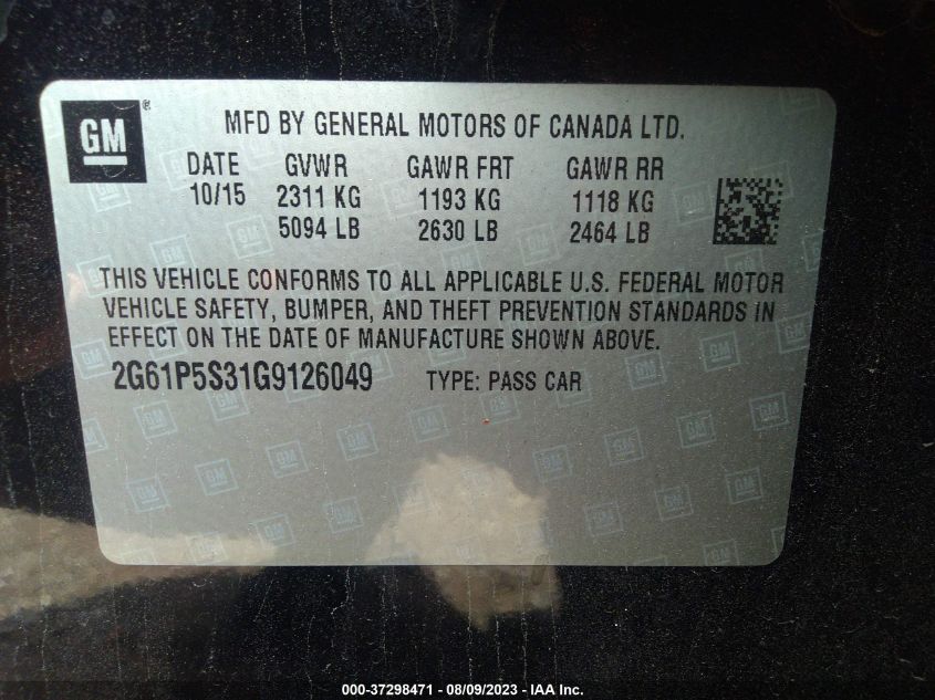 2016 CADILLAC XTS PREMIUM COLLECTION - 2G61P5S31G9126049