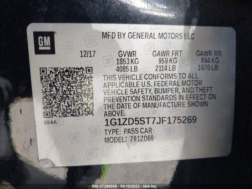 2018 CHEVROLET MALIBU LT - 1G1ZD5ST7JF175269