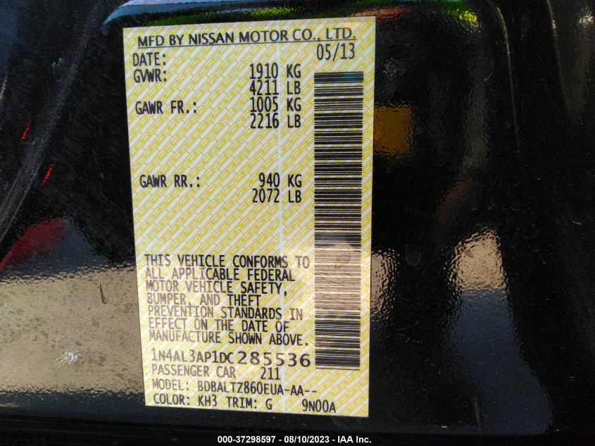2013 NISSAN ALTIMA 2.5 SV - 1N4AL3AP1DC285536