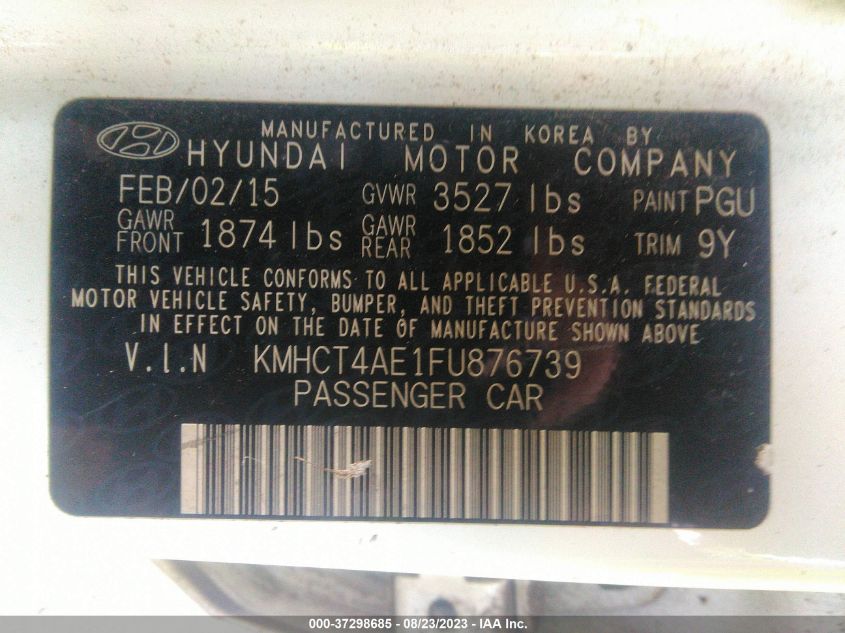 2015 HYUNDAI ACCENT GLS - KMHCT4AE1FU876739