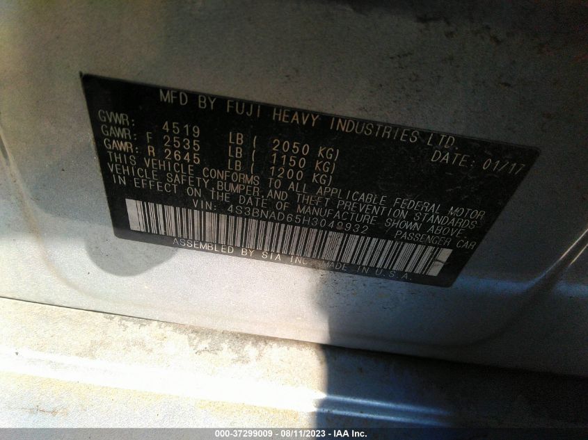 2017 SUBARU LEGACY PREMIUM - 4S3BNAD65H3049932