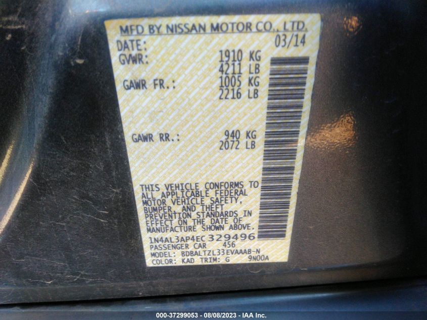2014 NISSAN ALTIMA 2.5 SV - 1N4AL3AP4EC329496