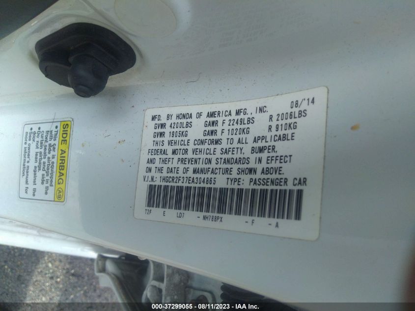 2014 HONDA ACCORD SEDAN LX - 1HGCR2F37EA304865