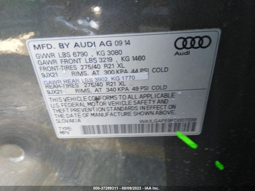 2015 AUDI Q7 3.0T PREMIUM PLUS - WA1LGAFE9FD007039
