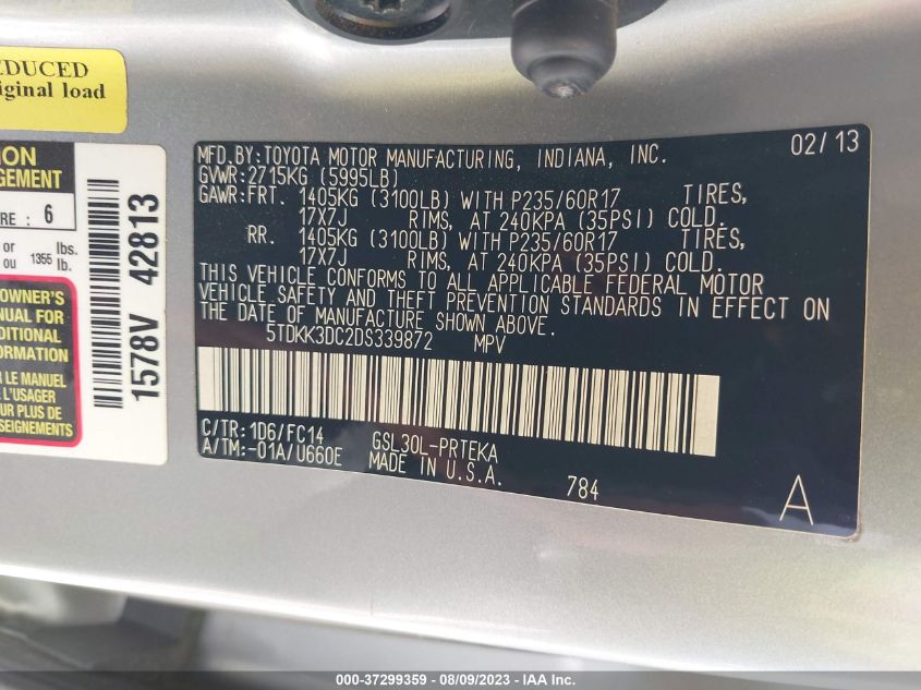 2013 TOYOTA SIENNA LE - 5TDKK3DC2DS339872