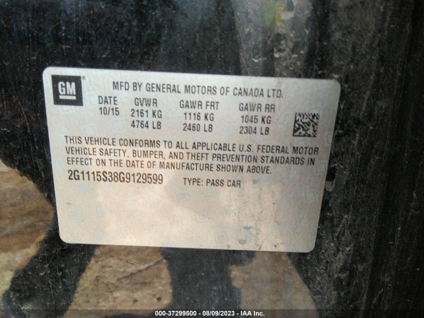 2016 CHEVROLET IMPALA LT - 2G1115S38G9129599