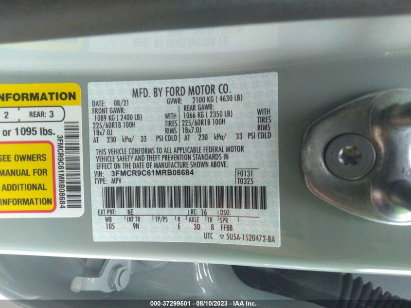 2021 FORD BRONCO SPORT OUTER BANKS - 3FMCR9C61MRB08684