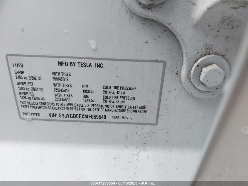2021 TESLA MODEL Y - 5YJYGDEEXMF069540