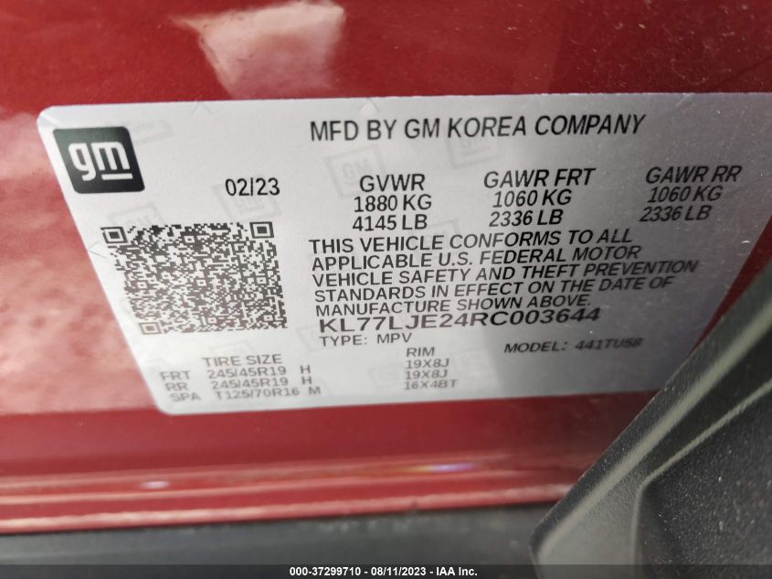 2024 CHEVROLET TRAX 2RS - KL77LJE24RC003644