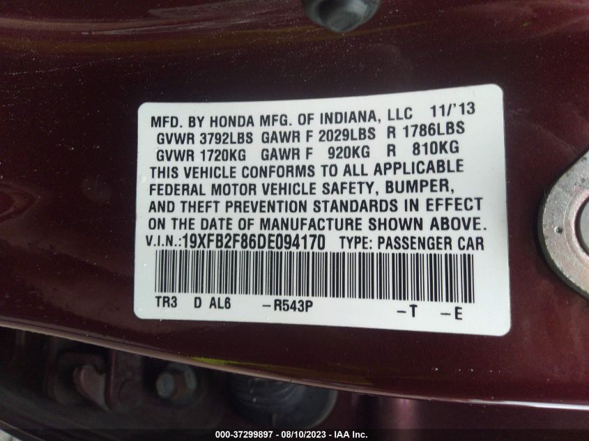 2013 HONDA CIVIC SDN EX - 19XFB2F86DE094170
