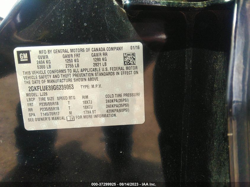 2016 GMC TERRAIN SLT - 2GKFLUE39G6239063
