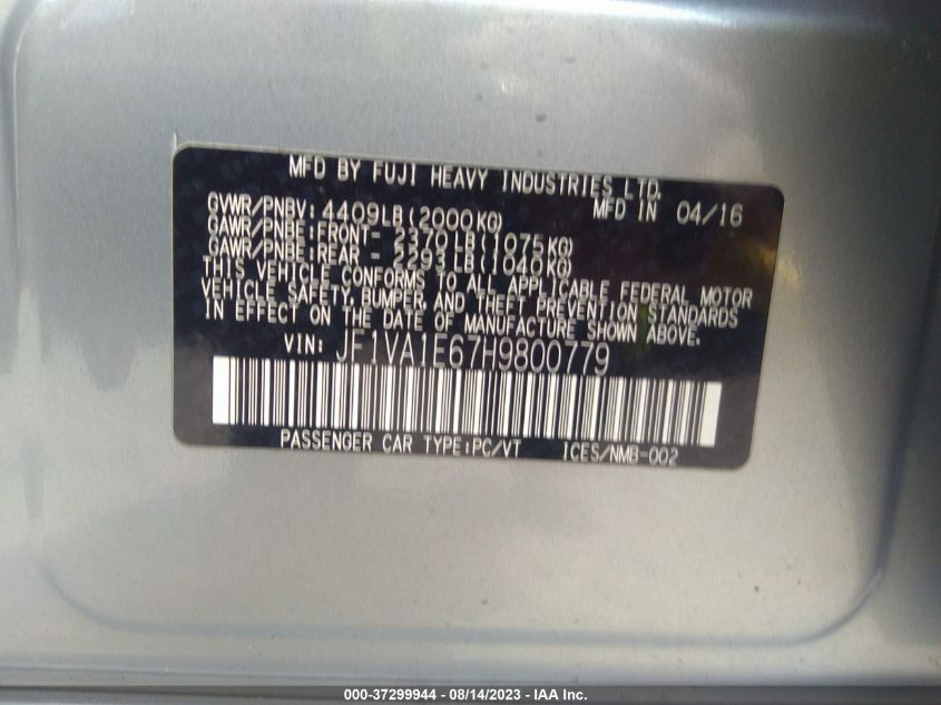 2017 SUBARU WRX PREMIUM - JF1VA1E67H9800779
