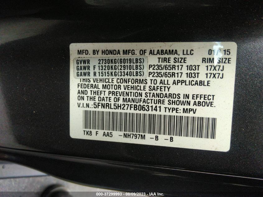 2015 HONDA ODYSSEY LX - 5FNRL5H27FB063141