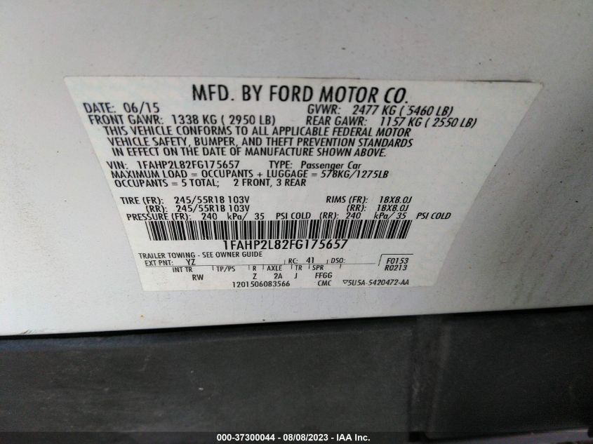 2015 FORD SEDAN POLICE INTERCEPTOR 1FAHP2L82FG175657