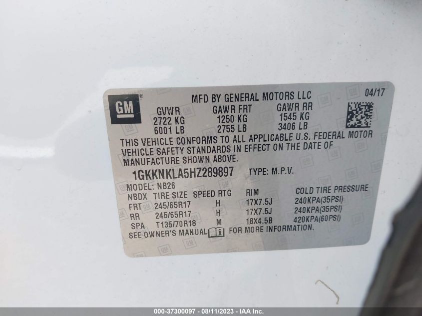 2017 GMC ACADIA SLE - 1GKKNKLA5HZ289897