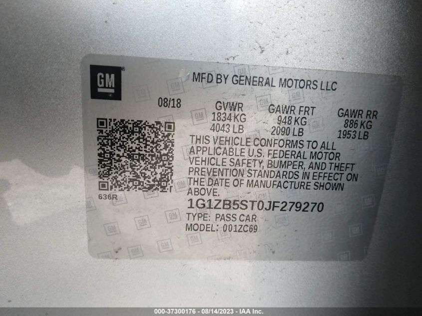 2018 CHEVROLET MALIBU LS - 1G1ZB5ST5JF279927