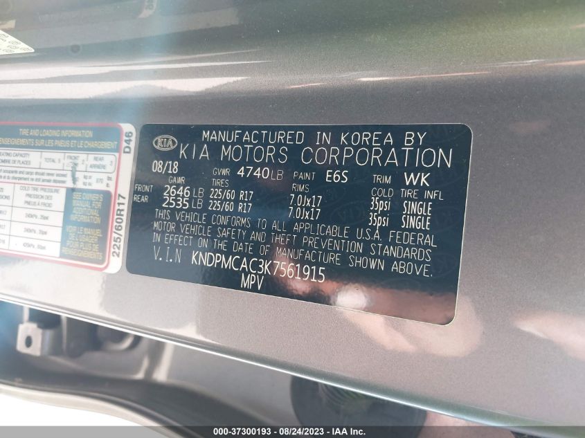 2019 KIA SPORTAGE LX - KNDPMCAC3K7561915