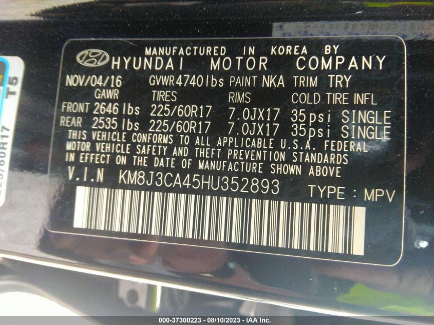 2017 HYUNDAI TUCSON SE - KM8J3CA45HU352893
