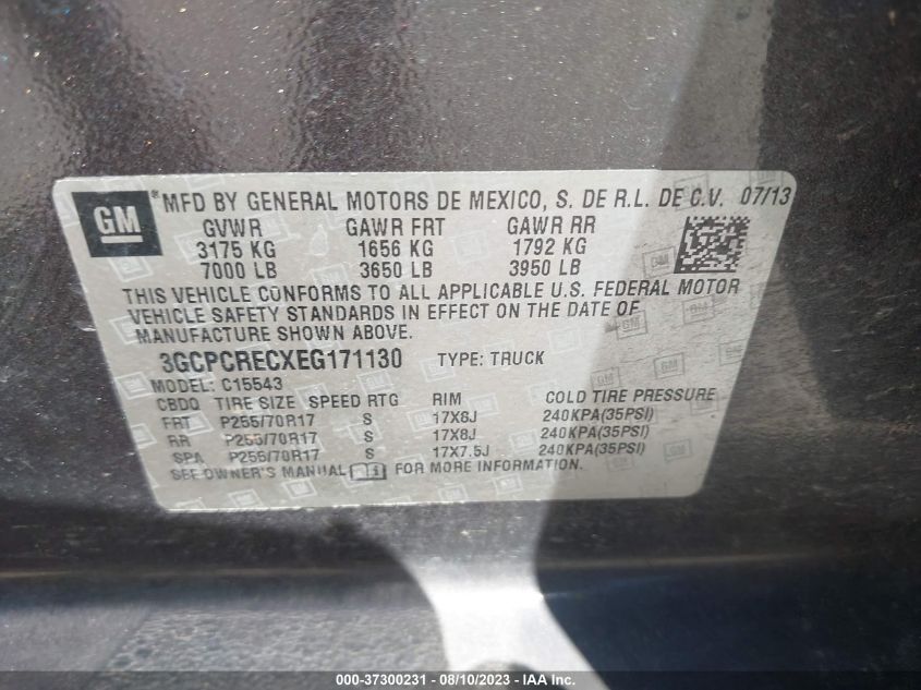 2014 CHEVROLET SILVERADO 1500 LT - 3GCPCRECXEG171130