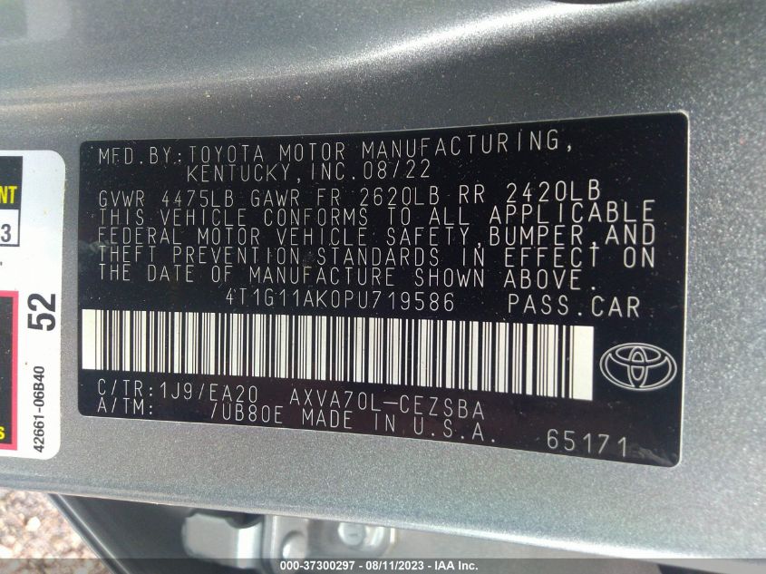 2023 TOYOTA CAMRY SE NIGHT SHADE/SE - 4T1G11AK0PU719586