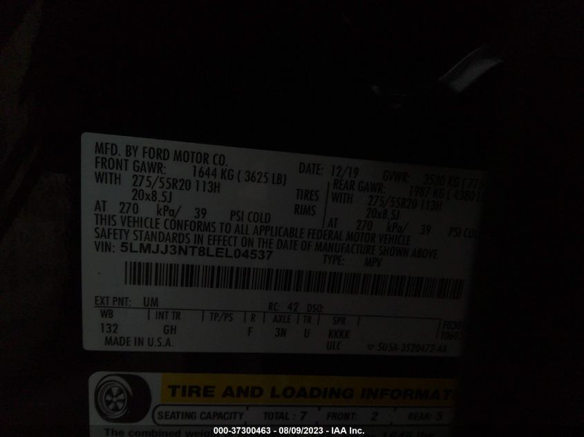 2020 LINCOLN NAVIGATOR L STANDARD - 5LMJJ3NT8LEL04537