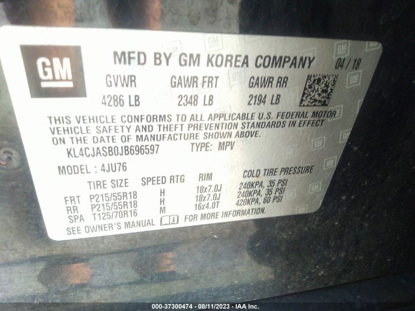 2018 BUICK ENCORE PREFERRED - KL4CJASB0JB696597