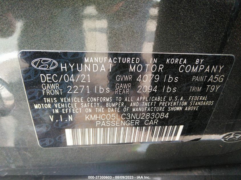 2022 HYUNDAI IONIQ HYBRID LIMITED - KMHC05LC3NU283084