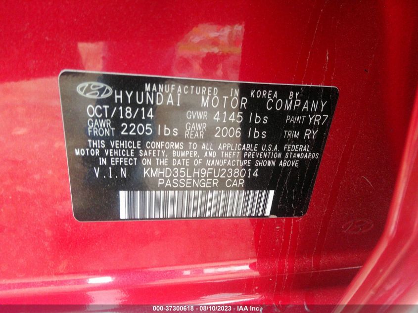 2015 HYUNDAI ELANTRA GT - KMHD35LH9FU238014
