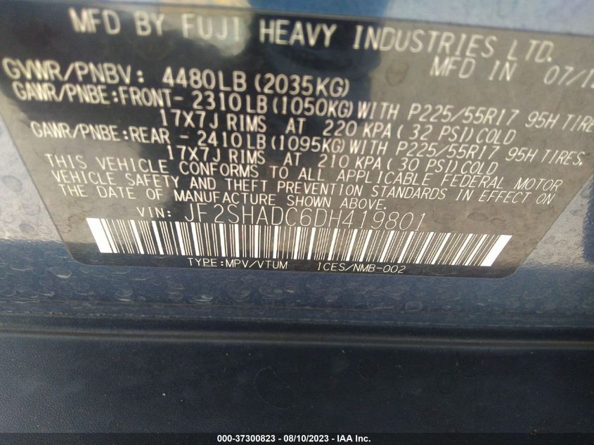 2013 SUBARU FORESTER 2.5X PREMIUM - JF2SHADC6DH419801