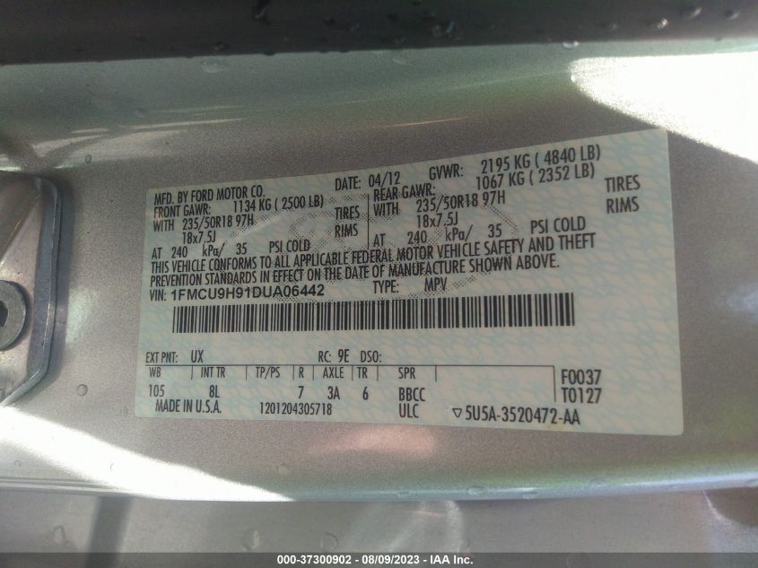 2013 FORD ESCAPE SEL - 1FMCU9H91DUA06442