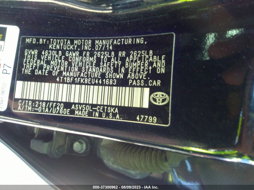2014 TOYOTA CAMRY L/LE/XLE/SE/SE SPORT - 4T1BF1FK8EU441683