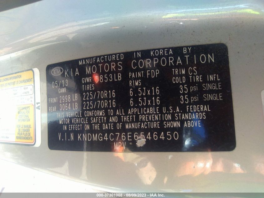 2014 KIA SEDONA LX - KNDMG4C76E6546450