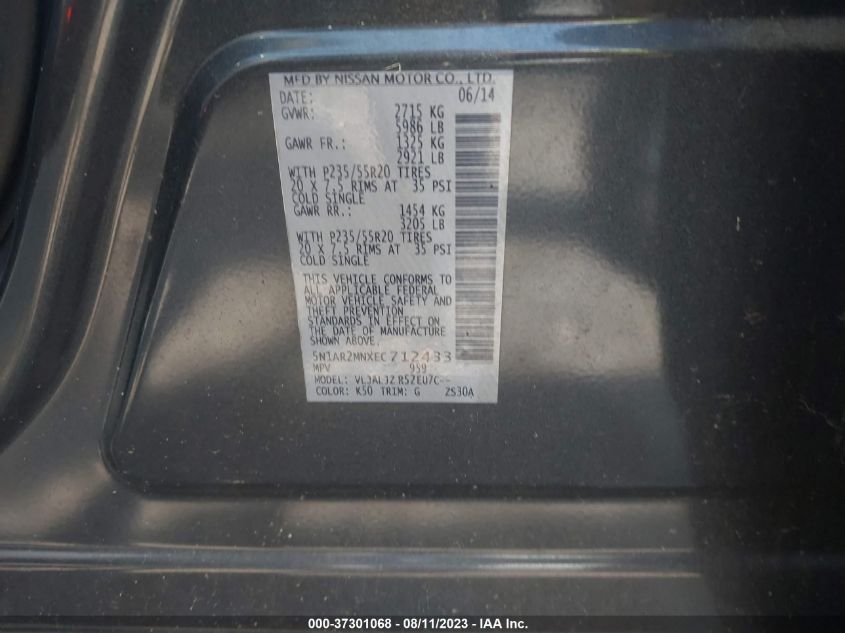 2014 NISSAN PATHFINDER PLATINUM - 5N1AR2MNXEC712433