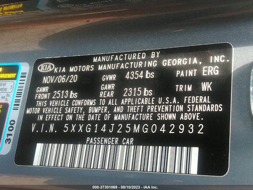2021 KIA K5 LXS - 5XXG14J25MG042932