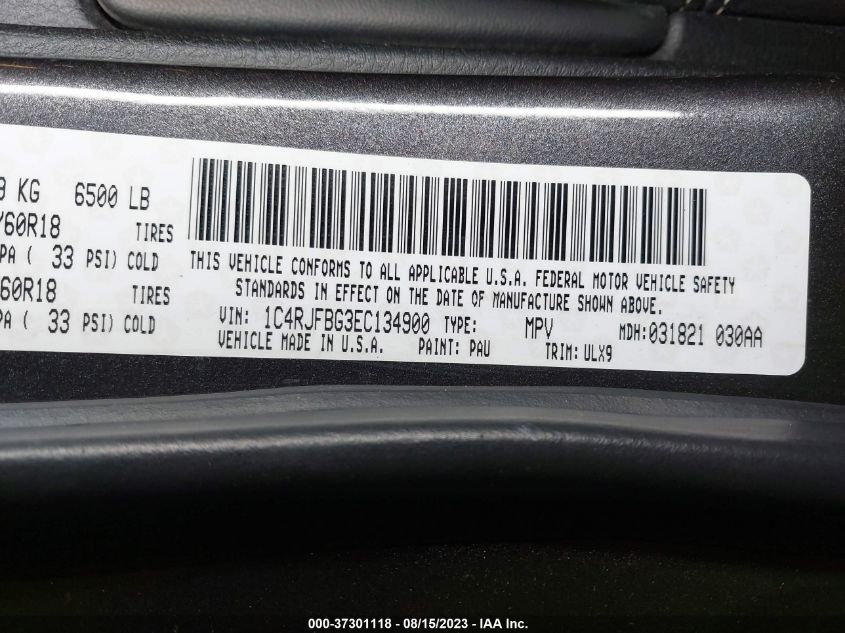 2014 JEEP GRAND CHEROKEE LIMITED - 1C4RJFBG3EC134900