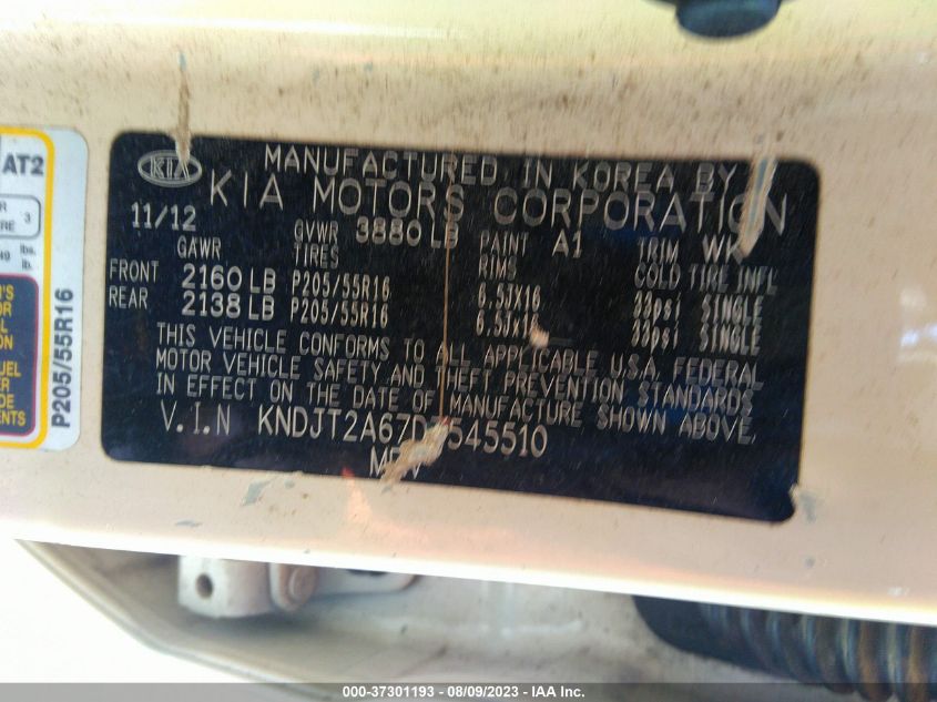 2013 KIA SOUL + - KNDJT2A67D7545510
