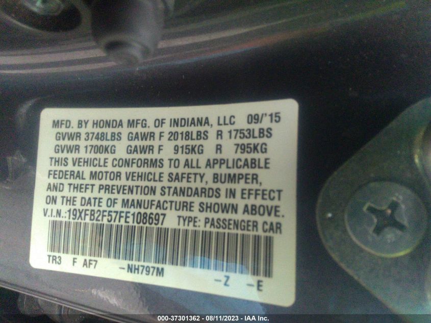 2015 HONDA CIVIC SEDAN LX - 19XFB2F57FE108697