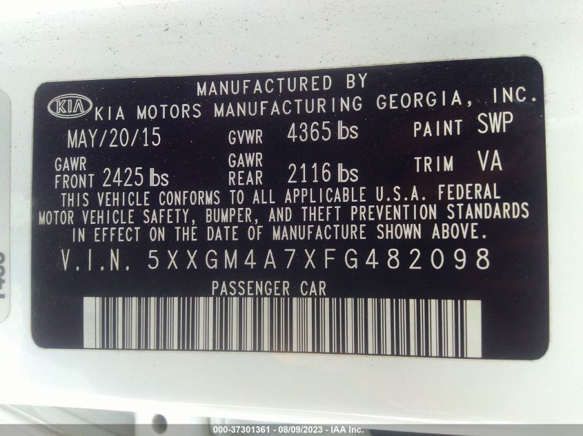 2015 KIA OPTIMA LX - 5XXGM4A7XFG482098