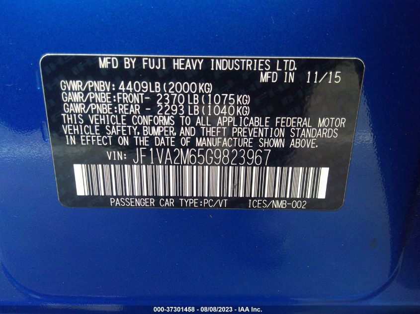 2016 SUBARU WRX STI - JF1VA2M65G9823967