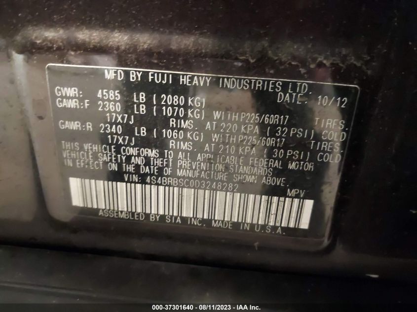 2013 SUBARU OUTBACK 2.5I LIMITED - 4S4BRBSC0D3248282