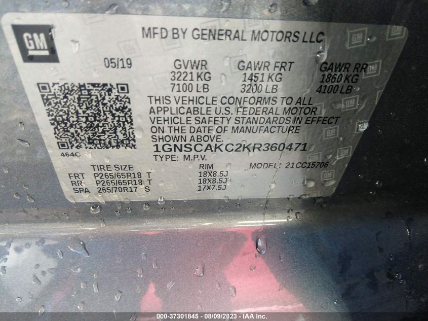 2019 CHEVROLET TAHOE LS - 1GNSCAKC2KR360471