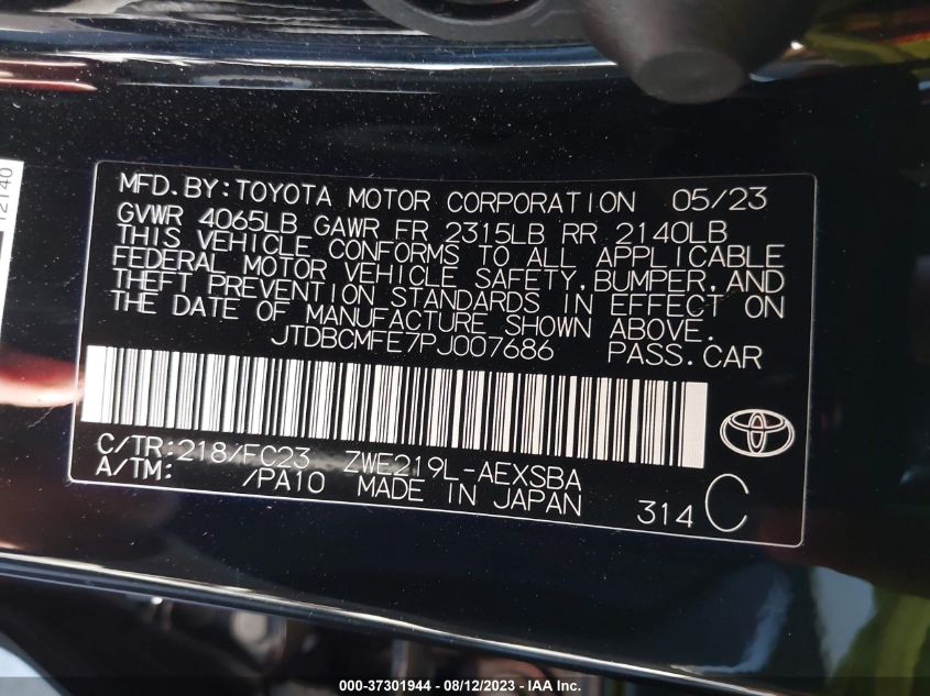 2023 TOYOTA COROLLA HYBRID - JTDBCMFE7PJ007686