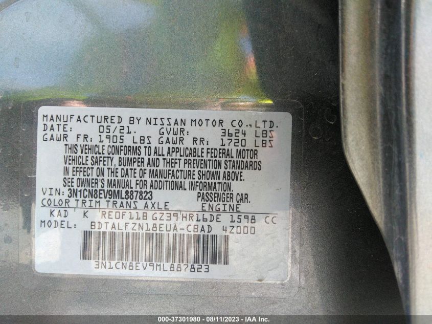 2021 NISSAN VERSA SV - 3N1CN8EV9ML887823
