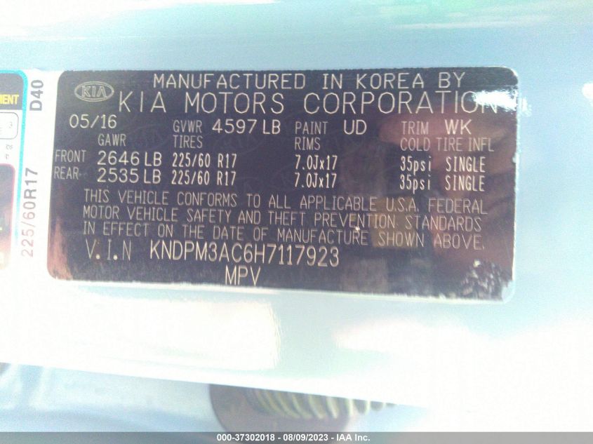 2017 KIA SPORTAGE LX - KNDPM3AC6H7117923