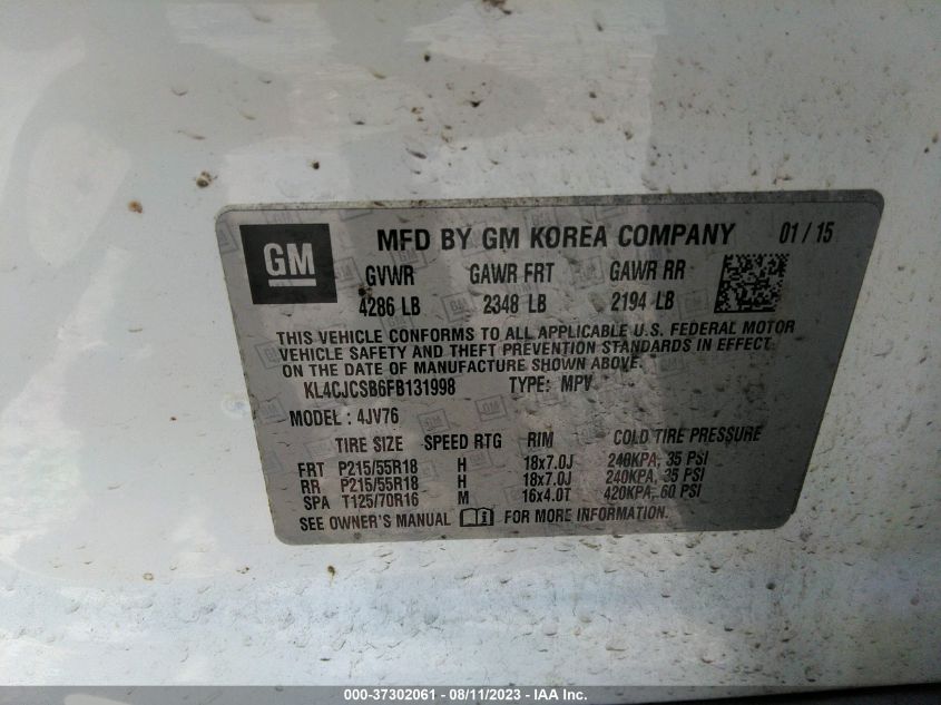 2015 BUICK ENCORE LEATHER - KL4CJCSB6FB131998