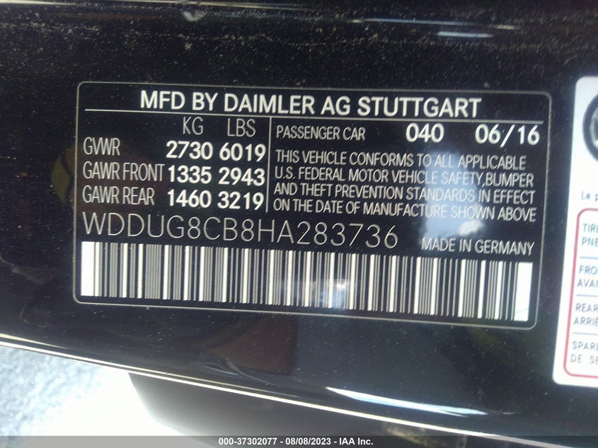 VIN WDDUG8CB8HA283736 2017 MERCEDES-BENZ S-CLASS S 550