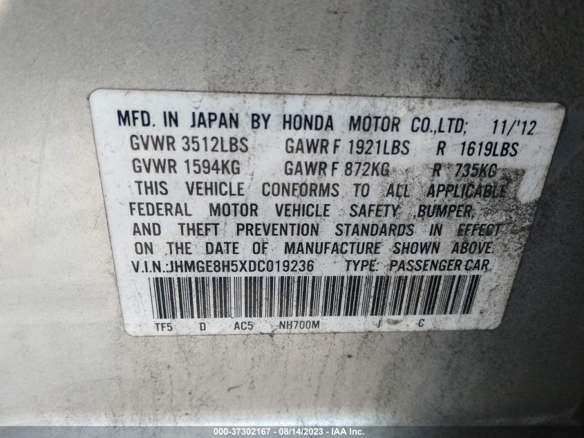 2013 HONDA FIT SPORT - JHMGE8H5XDC019236