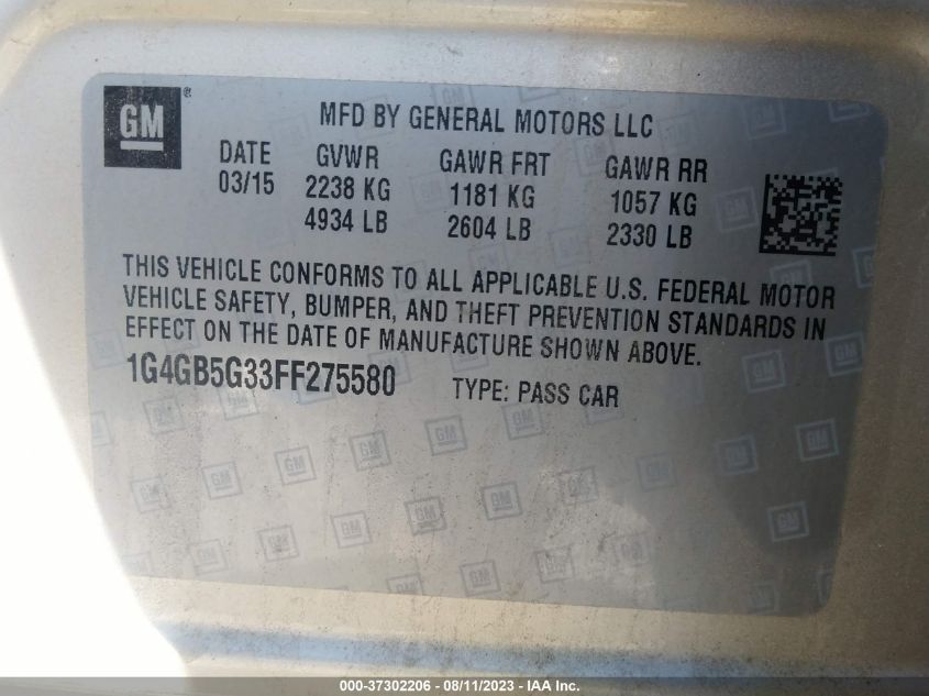 2015 BUICK LACROSSE LEATHER - 1G4GB5G33FF275580